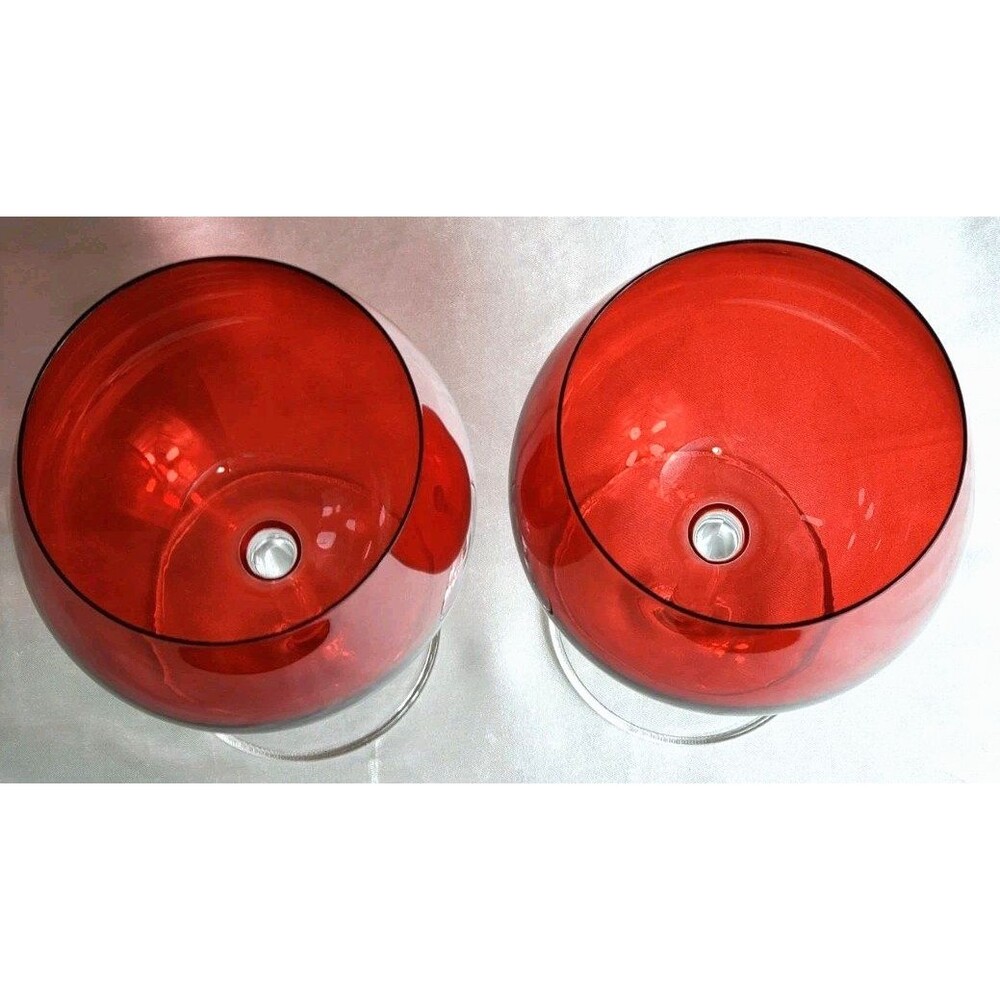 Vintage Red And Clear Hand Blown Wine Or Champagne Glass Mexico Set Of 2 RARE...